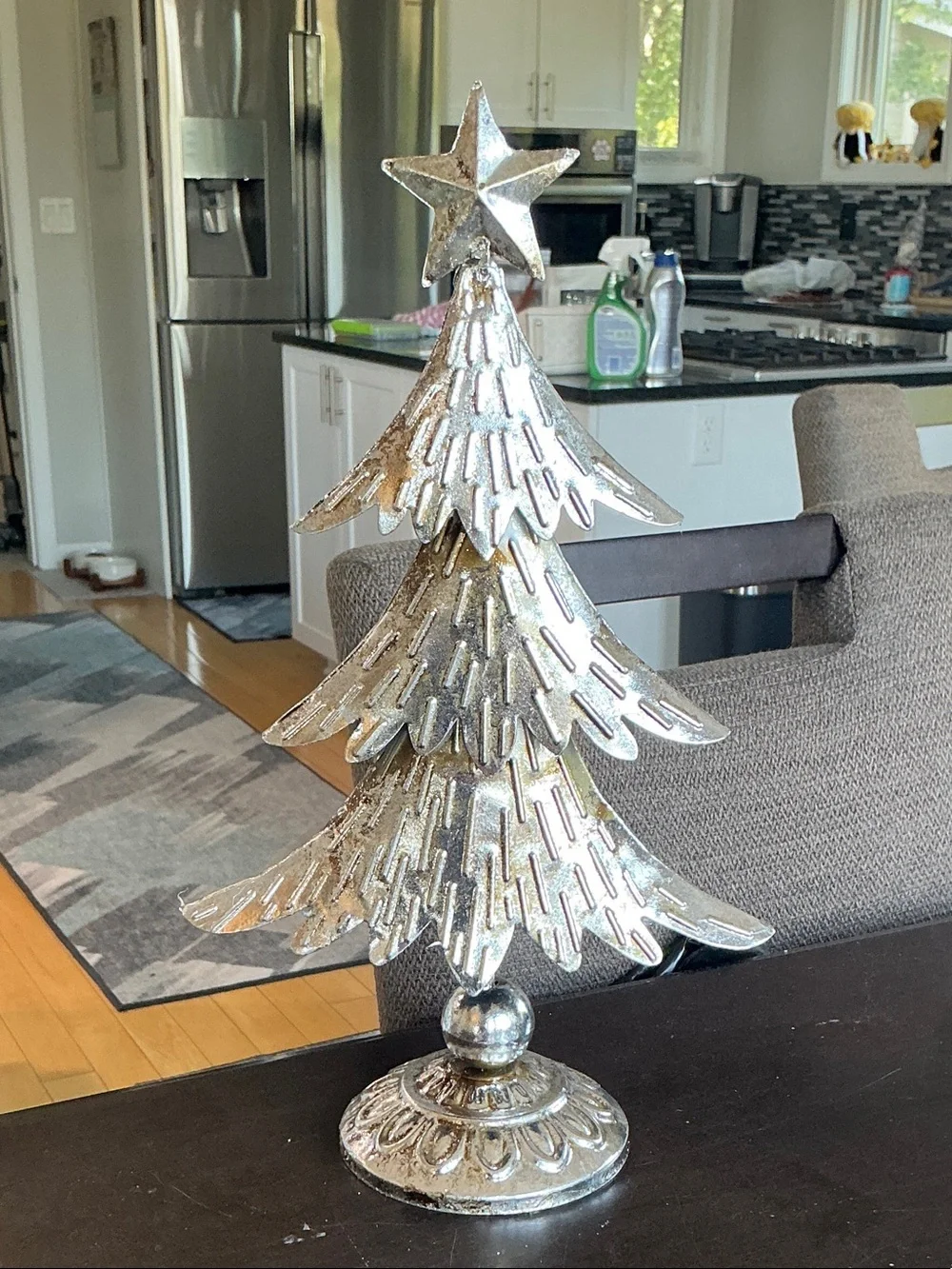 Silver Metallic Decorative Holiday Tree Set - Festive Tabletop Accent